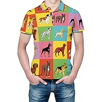 Set of Dog Golf Polo Shirts for Men Quick Dry Short Sleeve Graphic Tee Top