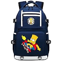 The Simpsons Lightweight Bookbag Casual Travel Bag Waterproof Laptop Knapsack with USB Charger Port