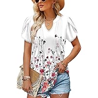 BETTE BOUTIK Womens Summer Tops Pleated Tunic Tops Short Sleeve Tops Shirts Blouses S-3XL