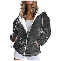 Womens Zip Up Hoodies Trendy Oversized Hooded Sweatshirts Y2k Casual Long Sleeve Drawstring Drawstring Jacket Coats