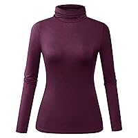 Herou Womens Long Sleeve Turtleneck Slim Fitted Lightweight Casual Active Layer Tops Shirts