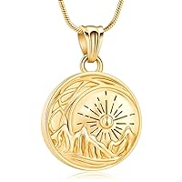Eye of the Sun Cremation Necklace for Ashes Stainless Steel Urns Necklace for Ashes Keepsake Ash Pendant for Loved One Memorial Jewelry for Ashes