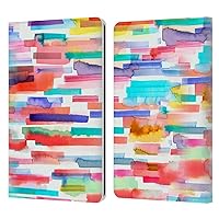 Head Case Designs Officially Licensed Ninola Watercolor Stripes Colorful Abstract Leather Book Wallet Case Cover Compatible with Kindle Paperwhite 1/2 / 3