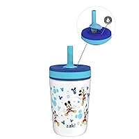 Zak Designs Disney Kelso Toddler Cups For Travel or At Home, 12oz Vacuum Insulated Stainless Steel Sippy Cup With Leak-Proof Design is Perfect For Kids (Mickey Mouse)