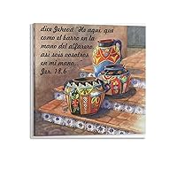 Oil Painting Poster Mexican Pottery Still Life Oil Painting Room Decoration Canvas Painting Posters and Prints Wall Art Pictures for Living Room Bedroom Decor 20x20inch(50x50cm) Unframe-Style-1