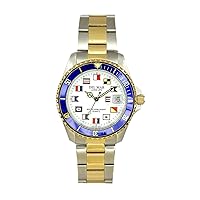 Del Mar 50256 43mm Stainless Steel Quartz Watch w/Stainless Steel Band in Two Tone with a White dial