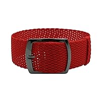 22mm Red Perlon Braided Woven Watch Strap with PVD Buckle