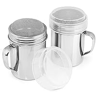 Accmor 2pcs Powdered Sugar Shaker Duster with Handle, Cinnamon Shaker Flour Sifter, 10oz Stainless Steel Fine Mesh Dredges Shakers for Cinnamon Flour Salt Pepper