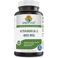 Brieofood Vitamin B2 (Riboflavin) 400mg, 120 Veggie Capsules - Gluten Free, Non-GMO