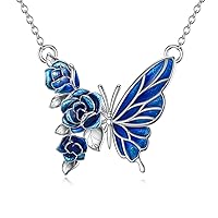 Butterfly/Wolf/Moth/Raven/Dragonfly/Owl/Hummingbird Nekclace 925 Sterling Silver Animal Pendant Necklace for Women Girls Christmas Gifts