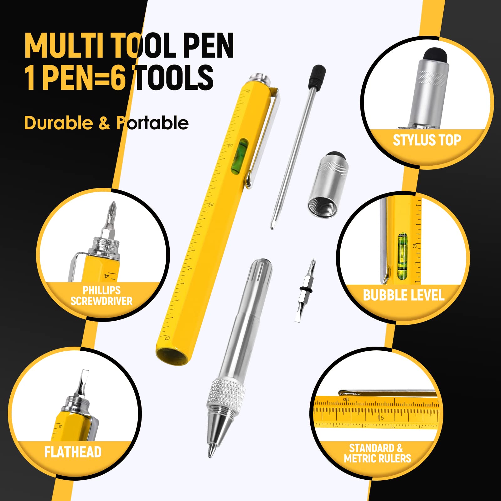BIIB Gifts for Men, Multitool Pen Dad Gifts for Men, Birthday Gifts for Men, Mens Gifts for Boyfriend, Husband, Grandpa, Him, Cool Stuff Tools Gadgets for Men, Gifts for Dad Who Wants Nothing