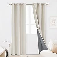 Deconovo 100% Blackout Curtains 84 Inch Length, Bedroom Curtains Thermal Insulated Window Curtains and Drapes, Soundproof Curtains with Grommet (Cream, 42W x 84L Inch, 2 Panels