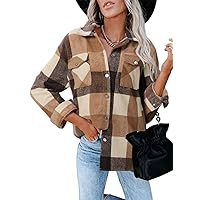 ZOLUCKY Womens Casual Plus Size Shacket Jacket Long Sleeve Button Down Shirts Blouses Tops