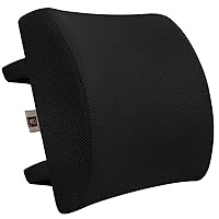 Lumbar Support Pillow for Chair and Car, Back Support for Office Chair Memory Foam Cushion with Mesh Cover for Back Pain Relief - Black