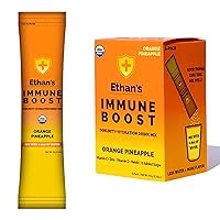 Ethan's Organic Drink Mix, Orange Pineapple Flavor, Immunity Support and Hydration Powder Packets, Made with Real Fruit, Vitamin C, Vitamin D, Zinc, No Added Sugar (6 Pack)
