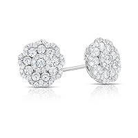 Natalia Drake Flower Cluster 1 Cttw Diamond Stud Earrings for Women in Rhodium Plated 925 Sterling Silver