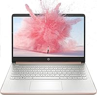 HP Premium 14-inch HD Thin and Light Laptop, Intel Quad-Core Processor, Long Battery Life, Webcam, Bluetooth, Wi-Fi, Portable SSD, Rose Gold, Win 11 + 1 Year Microsoft 365(8GB RAM | 320GB Storage)