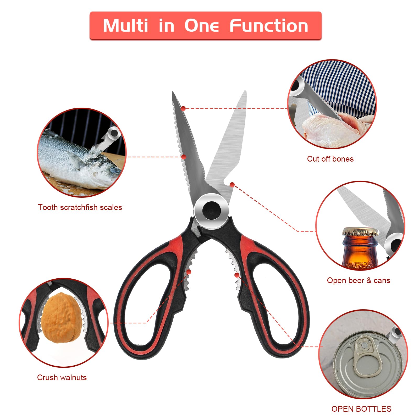 SZHLUX 2-Pack Kitchen Scissors Heavy Duty, Premium Sharp Kitchen Shears for Food, Fish, Meat, Bones, Poultry and Vegetables with Strong Stainless Steel Blades Multi Purpose Cooking Scissors