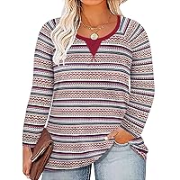 RITERA Plus Size Tops for Women V Neck Long Sleeve Winter Shirts Oversized Casual Tunic