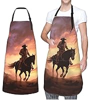 Waterproof Apron with Adjustable Neck Strap Kitchen Apron Cowboy West Chef Bib for Women Men Cooking Aprons for Kitchen BBQ Cleaning