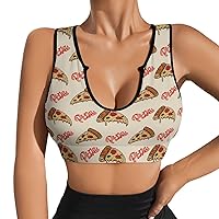 Pizza Pattern Women's Sports Bra Workout Yoga Tank Top Padded Support Gym Fitness
