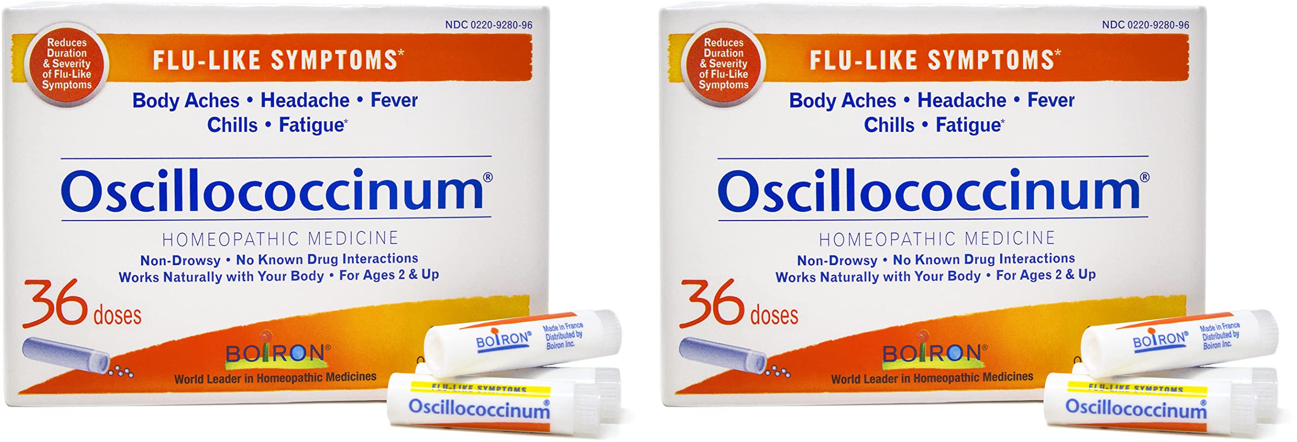 Boiron Oscillococcinum 72 Doses Homeopathic Medicine for Flu-Like Symptoms (2 Packs of 36)