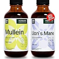 Mullein Leaf and Lion's Mane Mushroom Drops - Immune Support Tincture - Family Size - High Potency Drops 4 Fl Oz (Pack of 2)