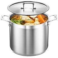 Stockpot – 12 Quart – Brushed Stainless Steel – Heavy Duty Induction Pot with Lid and Riveted Handles – For Soup, Seafood, Stock, Canning and for Catering for Large Groups and Events by BAKKEN