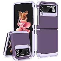 SAMONPOW for Samsung Galaxy Z Flip 3 Case, Z Flip 3 Case with Upgraded Hinge Protection Dual Layer Hard PC Soft TPU Bumper Full Body Shockproof Flip 3 Phone Case for Galaxy Z Flip 3 5G (Purple)