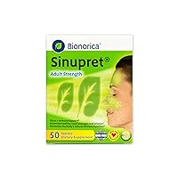 Sinupret Adult Strength Sinus + Immune Support All Natural, Fast Acting Herbal Nasal Passage & Immunity Boost Supplement with Verbena & Elder Flower - 50 Tablets
