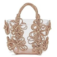 Rhinestone Handbag for Women Clear Tote Bags Glitter Transparent Evening Purses with Crystal Flower Pattern for Party