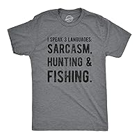 Mens I Speak 3 Languages Sarcasm Hunting and Fishing T Shirt Hunter Sarcastic