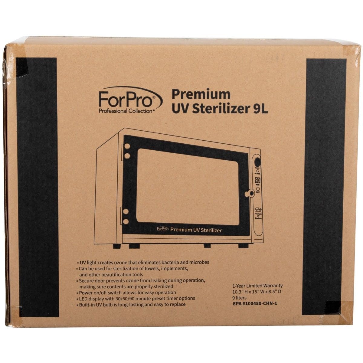 ForPro Premium UV Sterilizer, Large 9L Capacity, Eliminates Bacteria & Microbes, Sterilizes Towels & Implements, 10.3” H x 15” W x 8.5” D