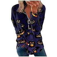 Oversized Half Zip Sweatshirts for Women Gradient Long Sleeve Pullover Trendy Fall Lapel Collar Tops