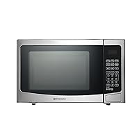 Emerson MWI1212SS Countertop Microwave Oven with Inverter and Button Control, LED Display 1000W 10 Power Levels, 8 Auto Menus, Glass Turntable and Child Safe Lock, 1.2 Cu. Ft, Stainless Steel