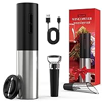 Electric Wine Bottle Opener Rechargeable, Assark Cordless Automotic Electric Corkscrew Wine Opener with Foil Cutter,Wine Pourer and Vacumm,One-click Button Reusable Wine Opener, For Festival Party