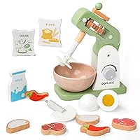 Wooden Mixer Set, Mixer Sets for Kids Toddler, Toy Mixer Playset Play Kitchen Accessories Gift for Boys Girls Ages 3+