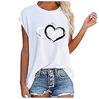 Short Sleeve T Shirts for Women Valentine Crew Neck Tee Shirt Workout Soft Shirts for Women