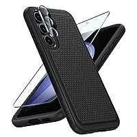 FNTCASE for Samsung Galaxy S23-FE Case: Dual Layer Protective Heavy Duty Cell Phone Cover Rugged Full Body Drop Protection Military Grade Shockproof Phone Case with Non-Slip Texture-6.4inches (Black)