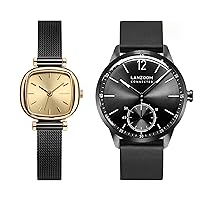 Couple's Time Gold Square Women's Watch + Men's Minimalist Black Watch