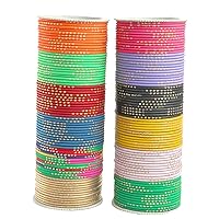 Indian Bollywood Multi Color Plain Bangle Box for Women & Girls Wedding wear 144 Pcs Bangles Bracelet Churi Set Jewelry (2.8)