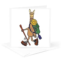 Greeting Card - Funny Cute Llama Hiking and Camping - Sports and Hobbies
