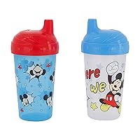 Toddler Sippy Cups for Boys | 10 Ounce Mickey Mouse Sippy Cup Pack of Two with Straw and Lid | Durable Blue Leak Proof Travel Water Bottle for Toddlers