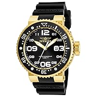 Invicta Men's Pro Diver 52mm Black Silicone Band 18K Gold Plated Case Quartz Analog Watch 21521