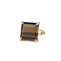 14k Gold Tiger Eye Ring - Handmade Statement Fashion Rings for Women - Gold Rings for Women - Jewelry Idea for Birthday, Graduation, Mothers Day, Special Occasions - Choose Ring Size