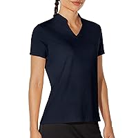 Womens Golf Shirt Collarless V-Neck Polo Shirts Short Long Sleeve Lightweight Moisture Wicking Quick Dry Golf Polo