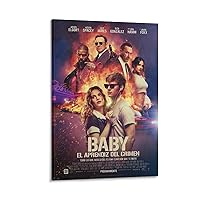 Movie Poster Baby Driver 2017 Action Movie Canvas Print (12) Canvas Painting Posters And Prints Wall Art Pictures for Living Room Bedroom Decor 16x24inch(40x60cm) Frame-style