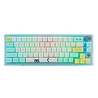 BOYI TD66 65% Hot Swappable Tri-Mode Transparent Mini RGB Knob Keyboard,2.4G/Bluetooth5.0/Type-C Wired Gateron Yellow Switch Mechanical Gaming Keyboard (Cute Animal XDA Keycaps)