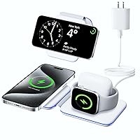 Charging Station for Apple Multiple Devices, 3 in 1 Magnetic Wireless Charger Dock for iPhone 15/14/13/12/Pro/Plus/Max, Travel Charger for Apple Watch 9/8/Ultra 2/7/6/SE/5/4/3 & AirPods 1/2/3/Pro