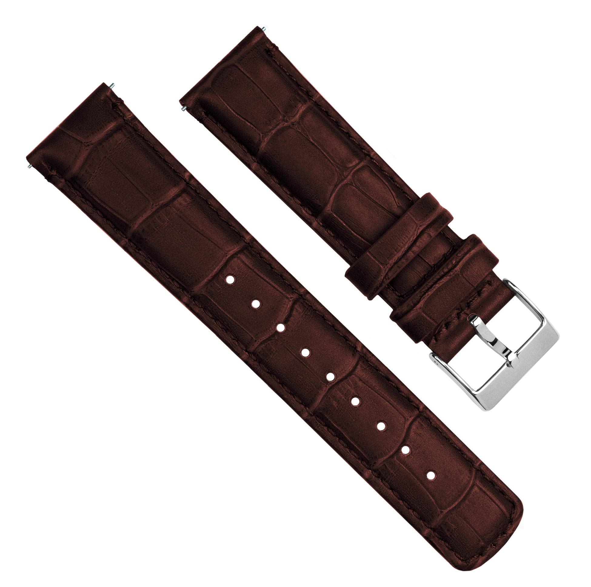 14mm Coffee Brown - BARTON Alligator Grain - Quick Release Leather Watch Bands